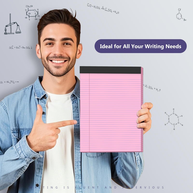 Nichela 2 Pack Legal Pads 8.5 x 11 College Ruled 100 Sheets Pink Note Pads 8.5"" x 11"" Lined Paper Chipboard-Backed Notepad with Micro-Perforated Notebook Paper for Office & School Supplies 50 Sheets/Pad - Image 5